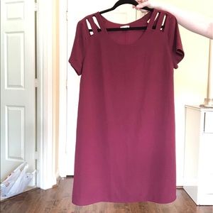 Maroon sundress with cutout shoulder